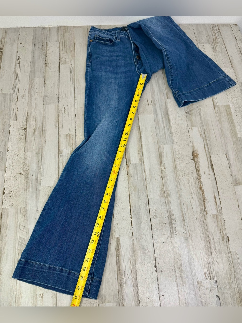 Judy Blue Jeans Womens 3/26 (25x31) Blue Mid Rise Trouser Flare Fit - Picture 8 of 11